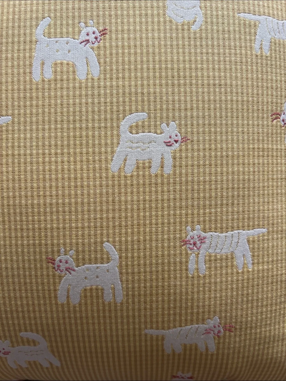 Yellow Cat Pattern Fringe Throw Pillow